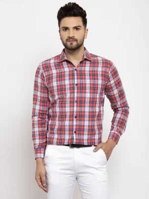 Red Men'S Cotton Checked Formal Shirt'S