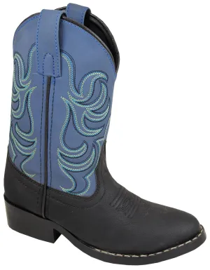 Smoky Mountain Boots Black Monterey Round Toe Boots with Blue Tops for Toddlers