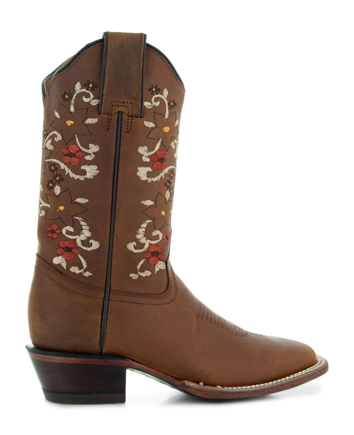 Soto Boots Tan Embroidered Floral Square Toe Cowgirl Boots M4006