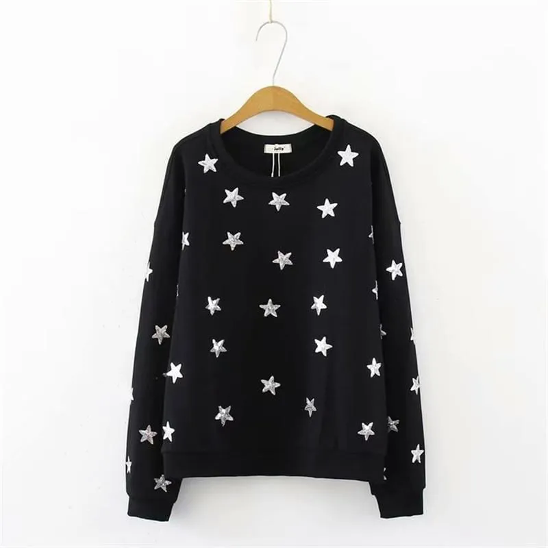 Star Embroidery Loose-Fit Sweatshirt