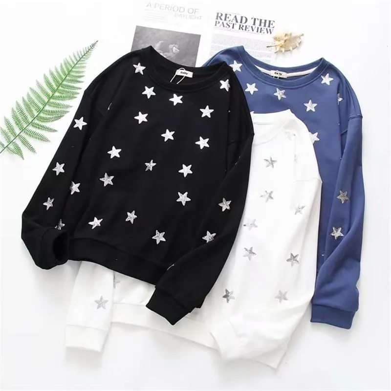 Star Embroidery Loose-Fit Sweatshirt