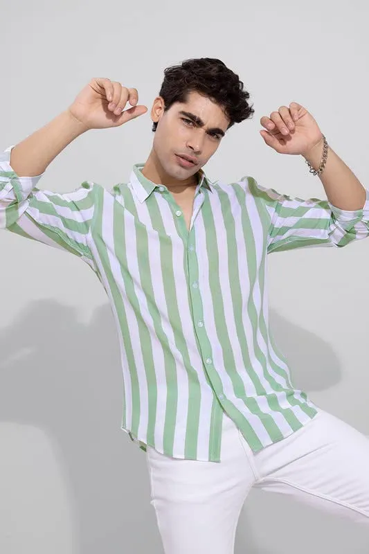 U-TURN Casual Shirt for Men|| Shirt for Men|| Men Stylish Shirt || Men Printed Striped Shirt (LightGreen; Large)