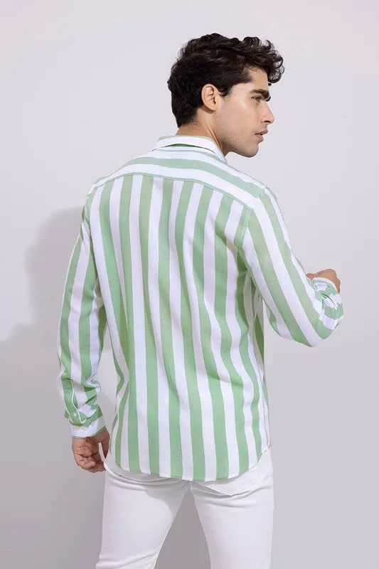 U-TURN Casual Shirt for Men|| Shirt for Men|| Men Stylish Shirt || Men Printed Striped Shirt (LightGreen; Large)