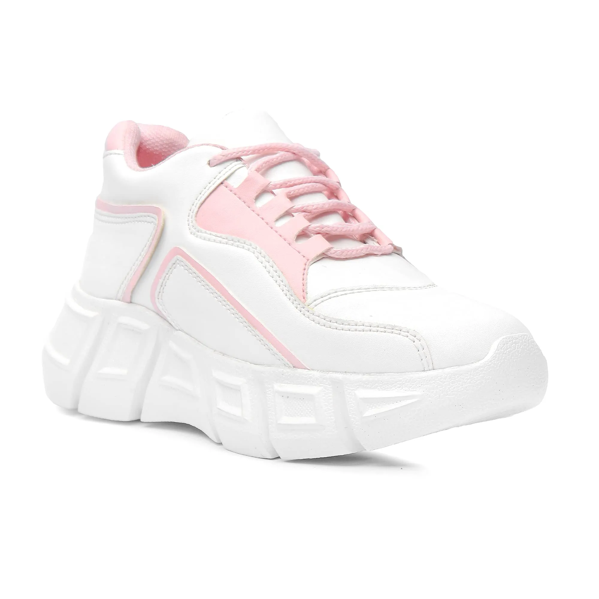 Vendoz Women & Girls White Pink Casual Shoes Sports Shoes Sneakers - 38 EU