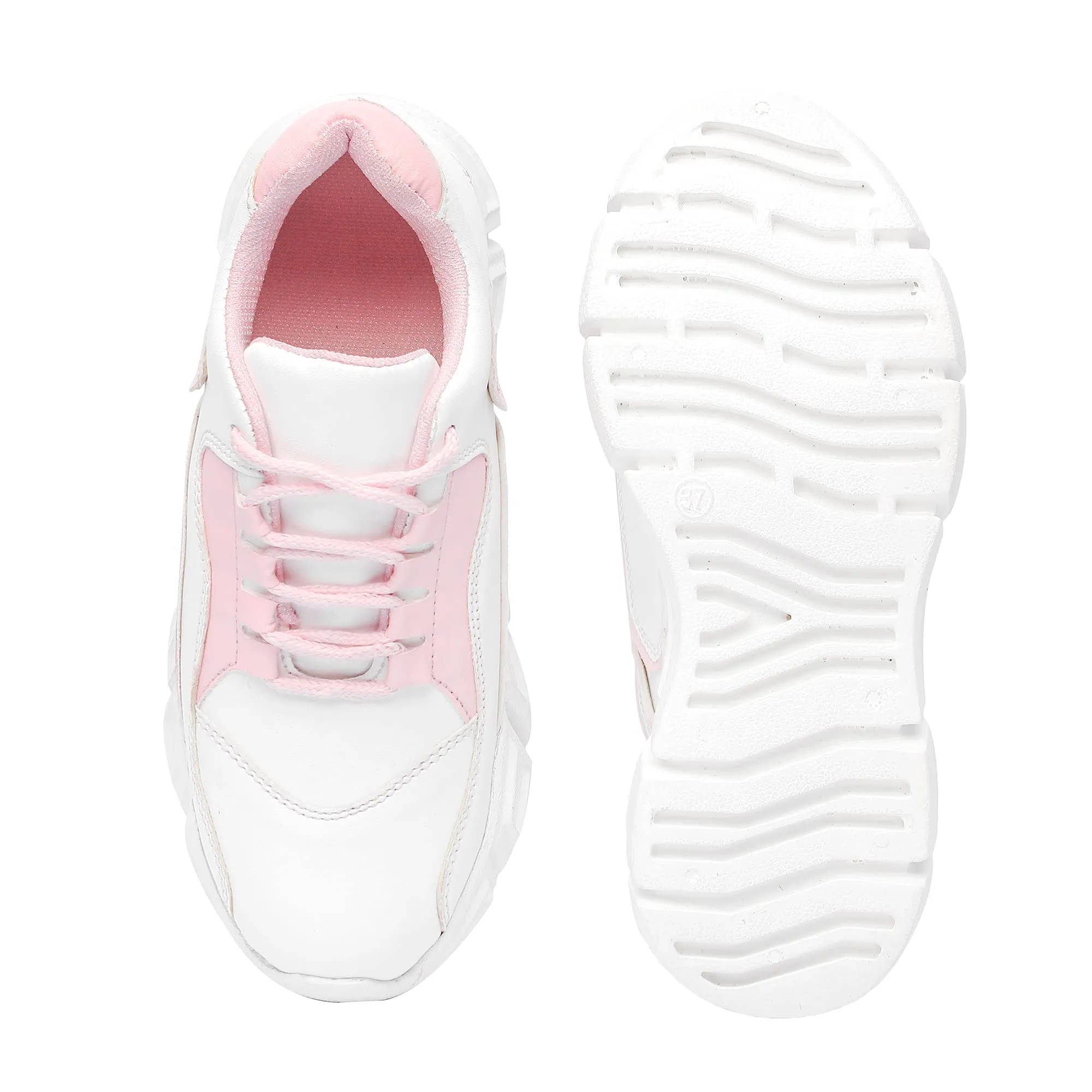 Vendoz Women & Girls White Pink Casual Shoes Sports Shoes Sneakers - 38 EU