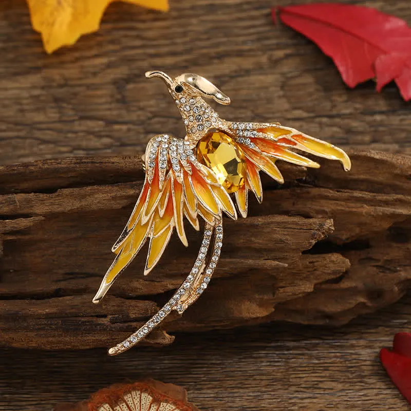 Women's Enamel Flying Phoenix Crystal Brooch