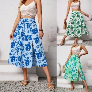 Womens Flowy Casual Summer Floral Skirt