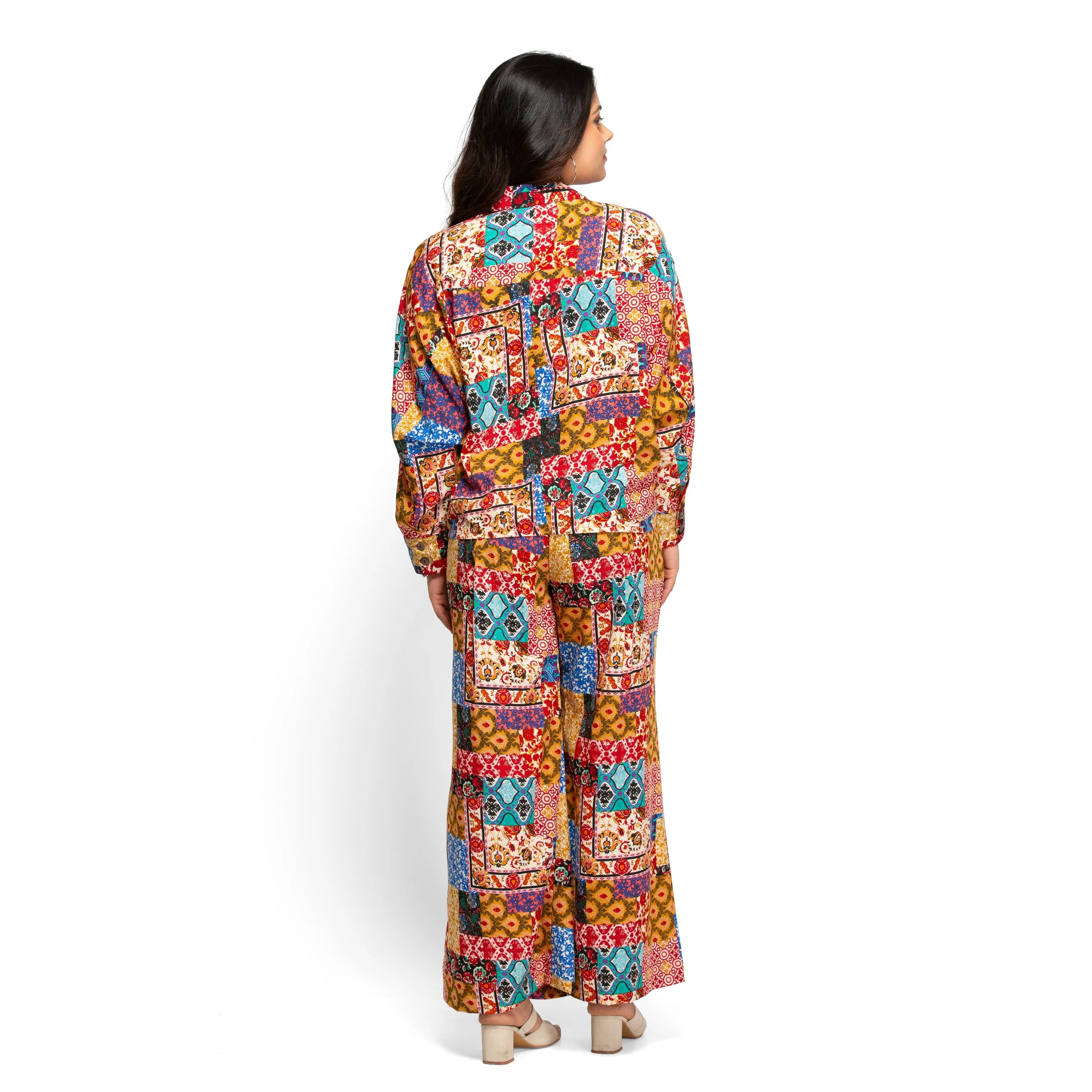 Women'S Kaftan Shirt With Palazzo Co-Ord Set